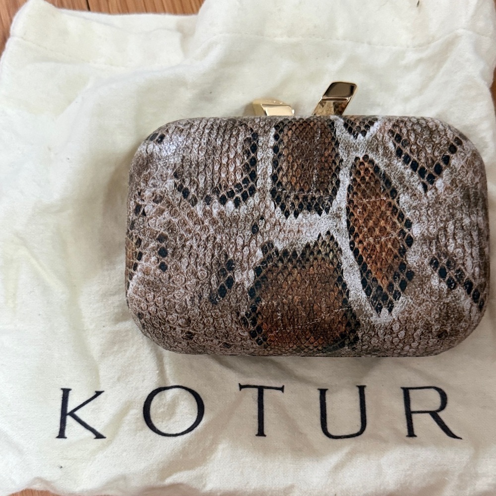 Kotur Brown Snake Print Clutch